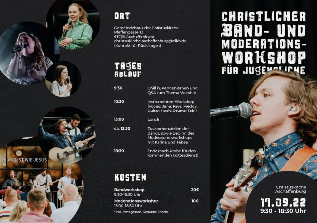Flyer Seite 1 Christlicher Band- und Moderations-Workshop für Jugendliche